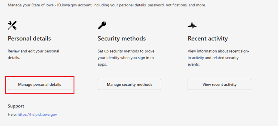 Manage personal details