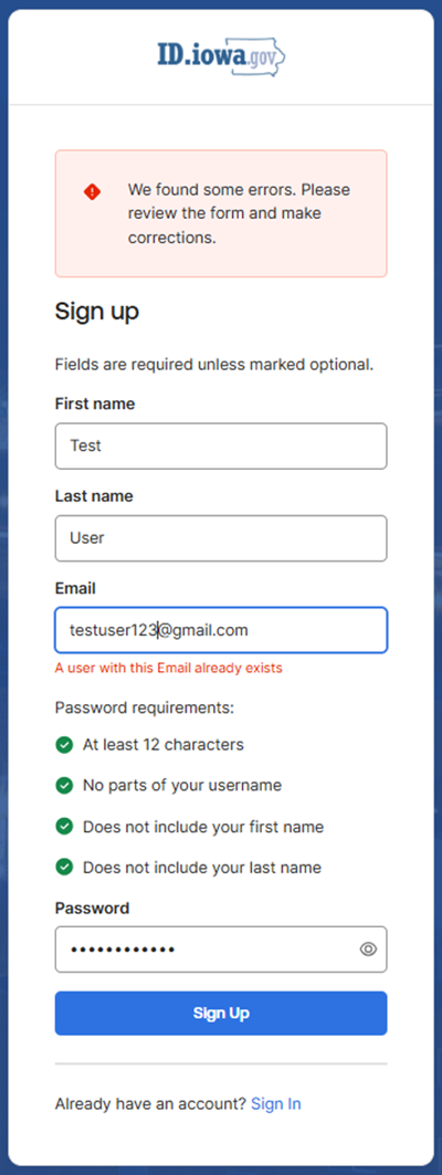 Email already exists